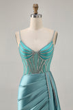 Sparkly Green Tight Satin Corset Short Homecoming Dress