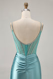 Sparkly Green Tight Satin Corset Short Homecoming Dress