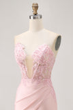 Blush Corset Tight Satin Floral Short Homecoming Dress with Lace