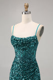Sparkly Grey Blue Corset Sequins Tight Short Homecoming Dress with Slit