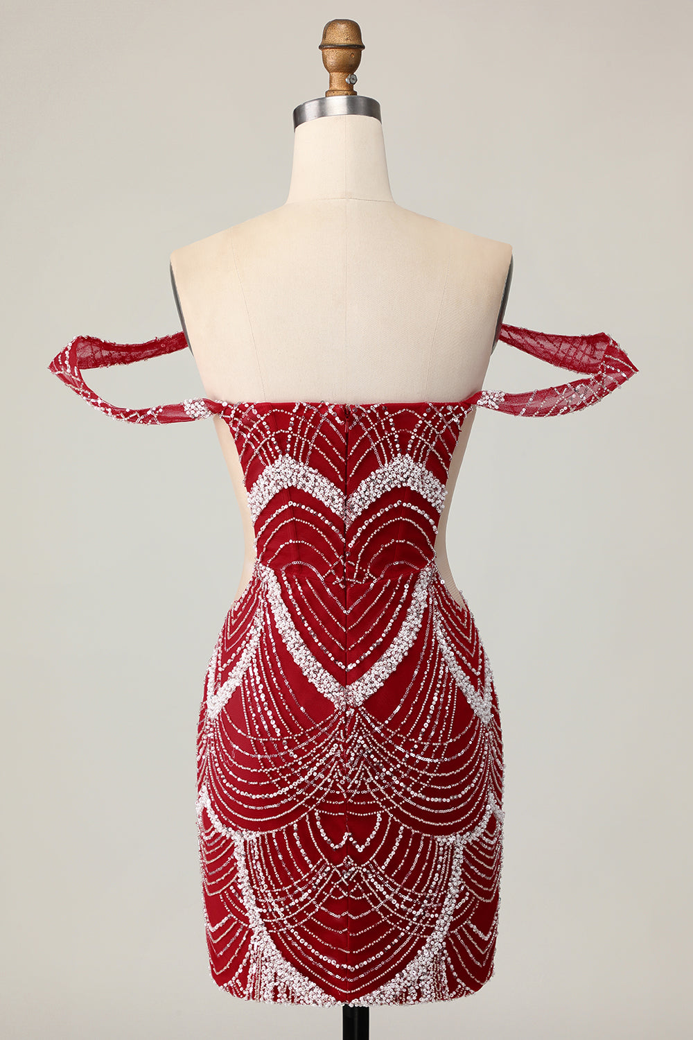 Sparkly Red Off the Shoulder Tight Short Homecoming Dress with Beading