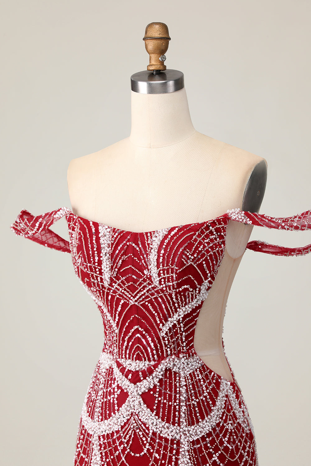 Sparkly Red Off the Shoulder Tight Short Homecoming Dress with Beading