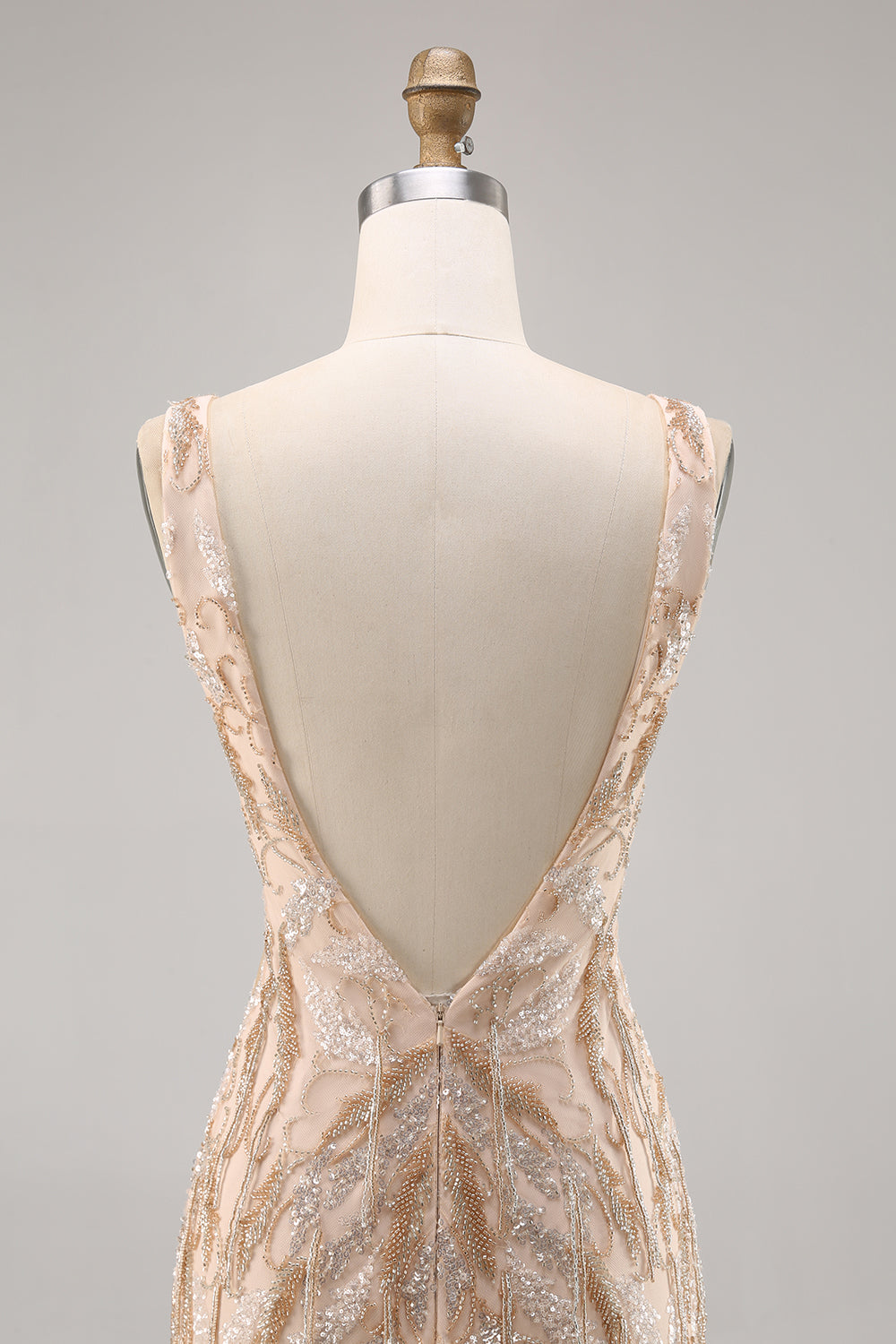 Sparkly Champagne V-Neck Short Sequin Tight Homecoming Dress