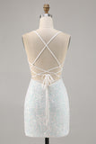 Sparky White Corset Floral Tight Short Homecoming Dress