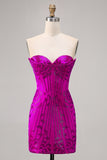 Sparkly Fuchsia Sweetheart Corset Tight Short Homecoming Dress