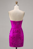 Sparkly Fuchsia Sweetheart Corset Tight Short Homecoming Dress