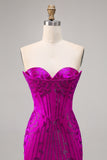 Sparkly Fuchsia Sweetheart Corset Tight Short Homecoming Dress