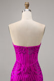 Sparkly Fuchsia Sweetheart Corset Tight Short Homecoming Dress