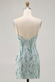 Sparkly Green Tight Beaded Short Homecoming Dress with Sequins