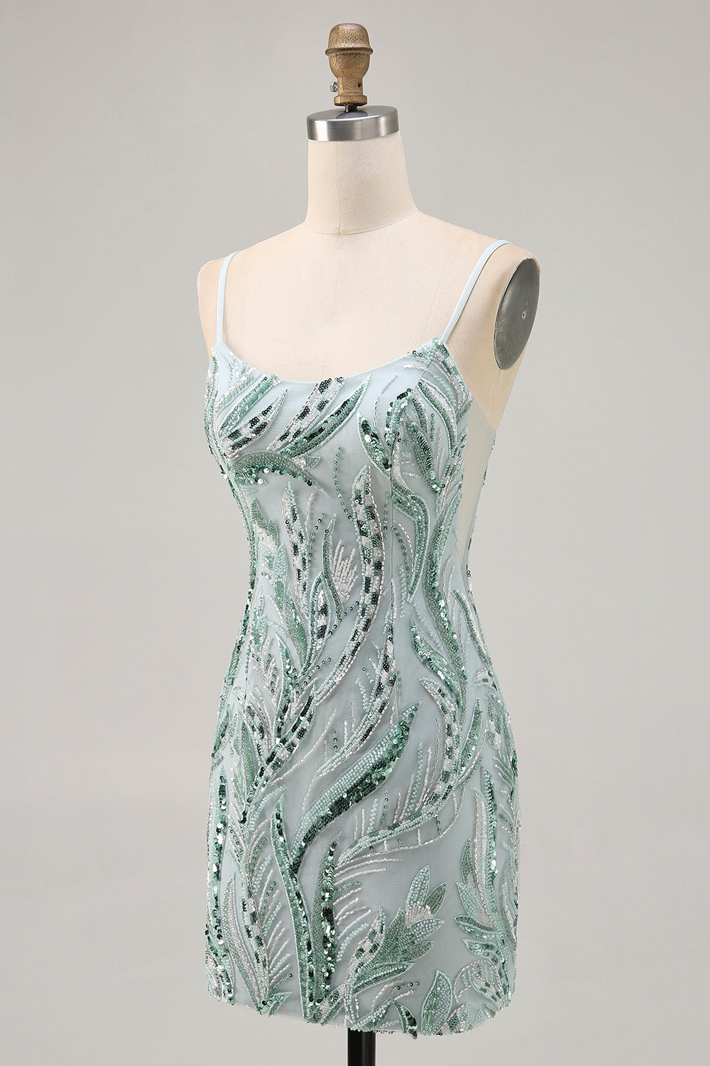 Sparkly Green Tight Beaded Short Homecoming Dress with Sequins