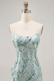 Sparkly Green Tight Beaded Short Homecoming Dress with Sequins