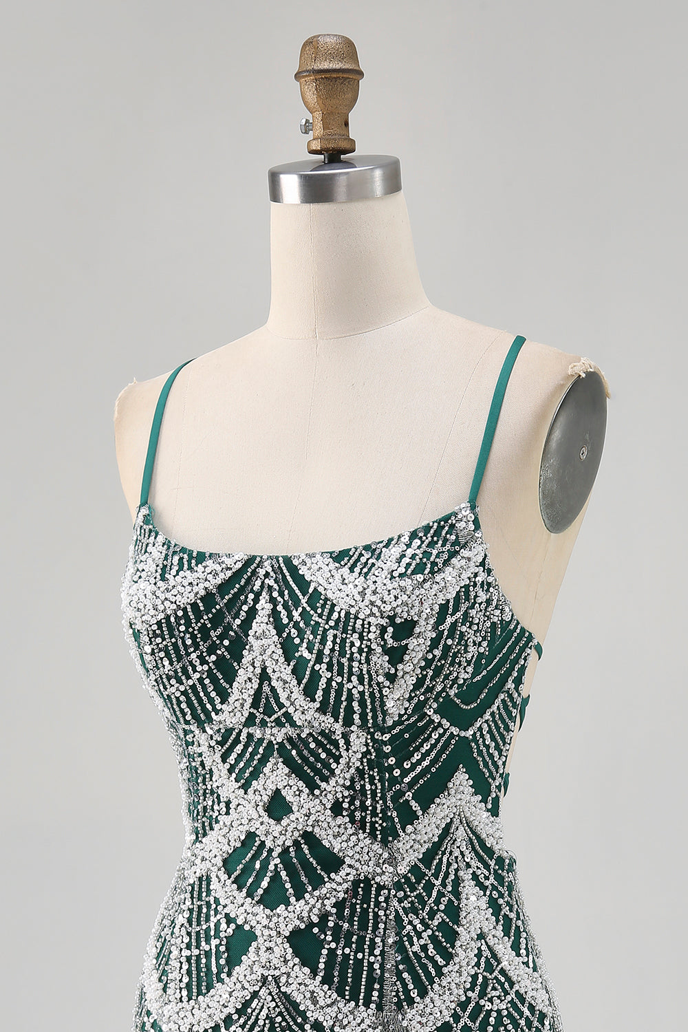Sparkly Dark Green Short Tight Homecoming Dress with Beading
