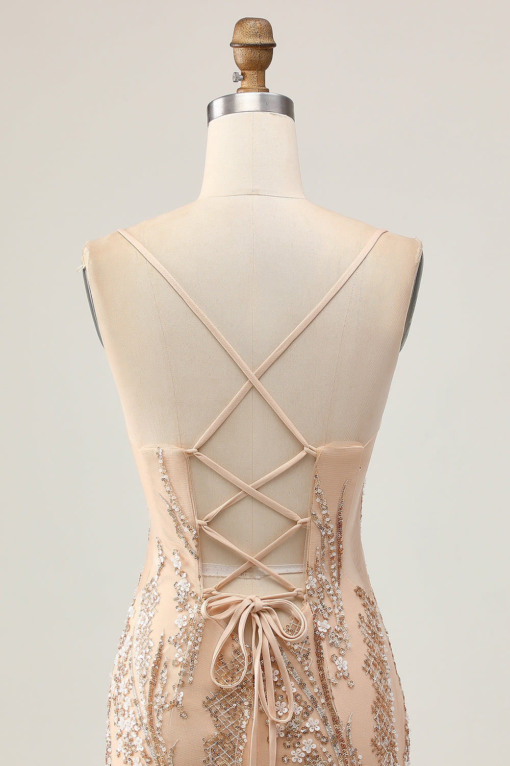 Sparkly Champagne Floral Tight Short Homecoming Dress with Beading