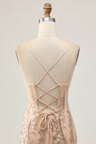 Sparkly Champagne Floral Tight Short Homecoming Dress with Beading