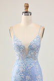 Sparkly Light Blue Floral Tight Short Corset Homecoming Dress with Appliques