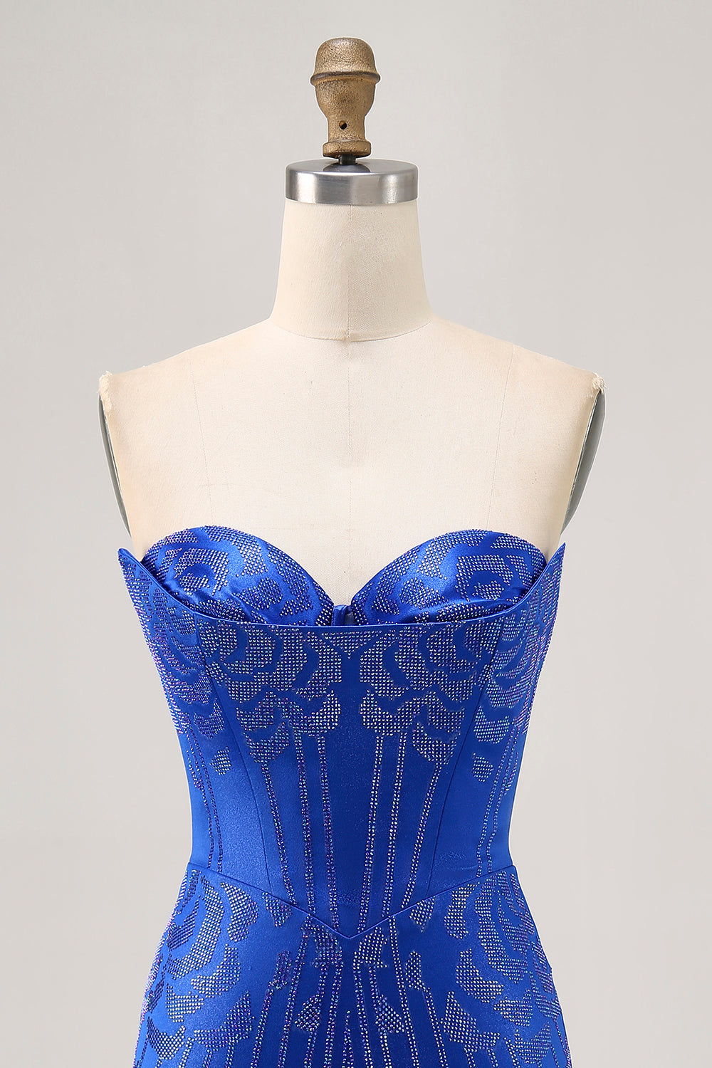 Sparkly Royal Blue Satin Short Tight Homecoming Dress with Beading