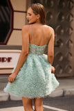 Sage Green Ruffled Short Corset Homecoming Dress with Lace