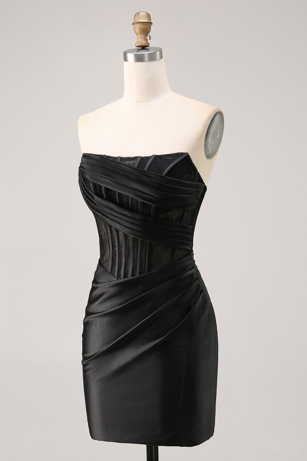 Pink Corset Satin Ruched Strapless Short Homecoming Dress
