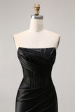 Pink Corset Satin Ruched Strapless Short Homecoming Dress