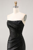 Pink Corset Satin Ruched Strapless Short Homecoming Dress