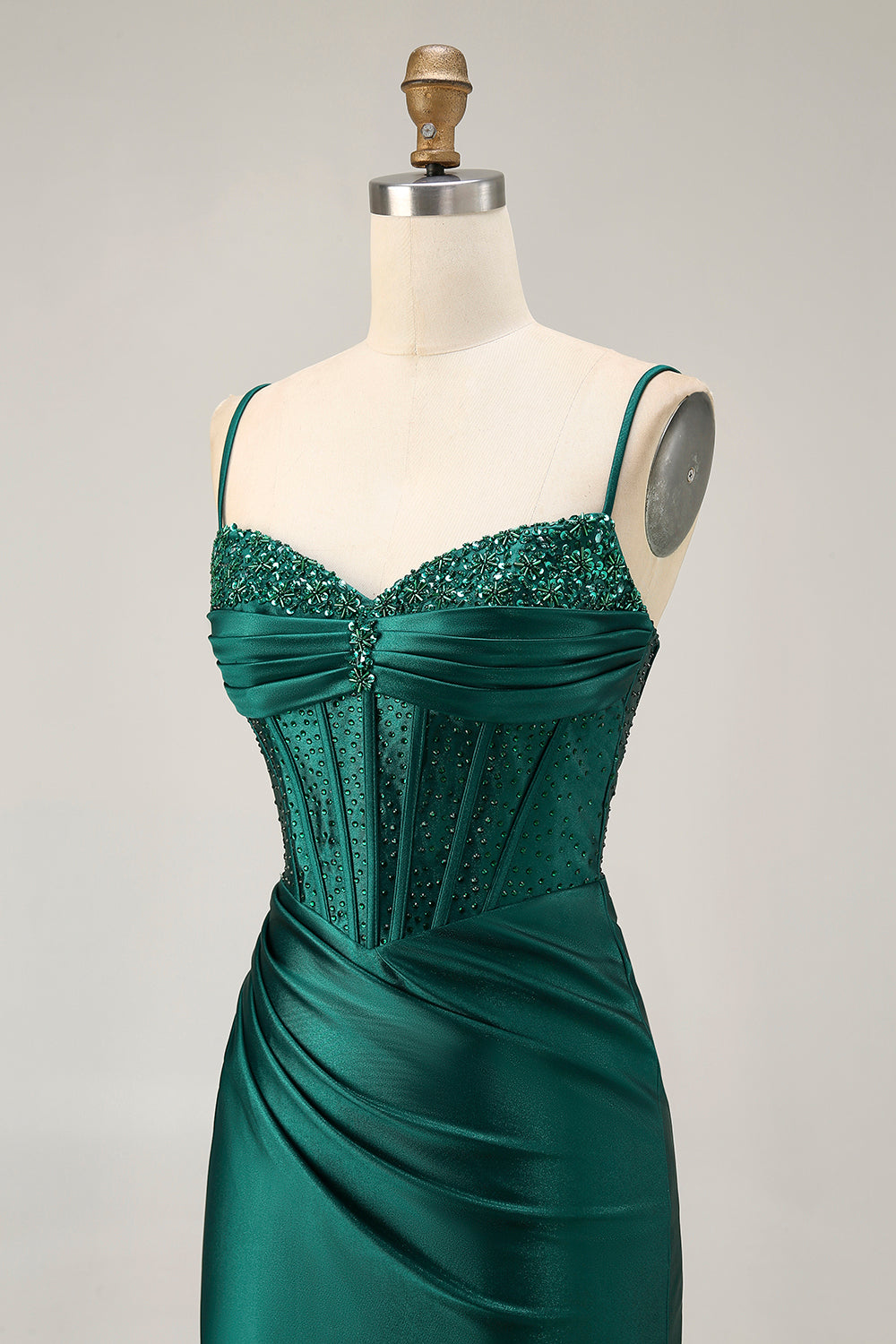 Zapakasa Women Sparkly Dark Green Corset Short Satin Homecoming Dress with Beading Tight Spaghetti Straps Lace Up Back Ruched Cocktail Dress Zapakasa Women Sparkly Dark Green Corset Short Satin Homecoming Dress with Beading Tight Spaghetti Straps Lace Up Back Ruched Cocktail Dress