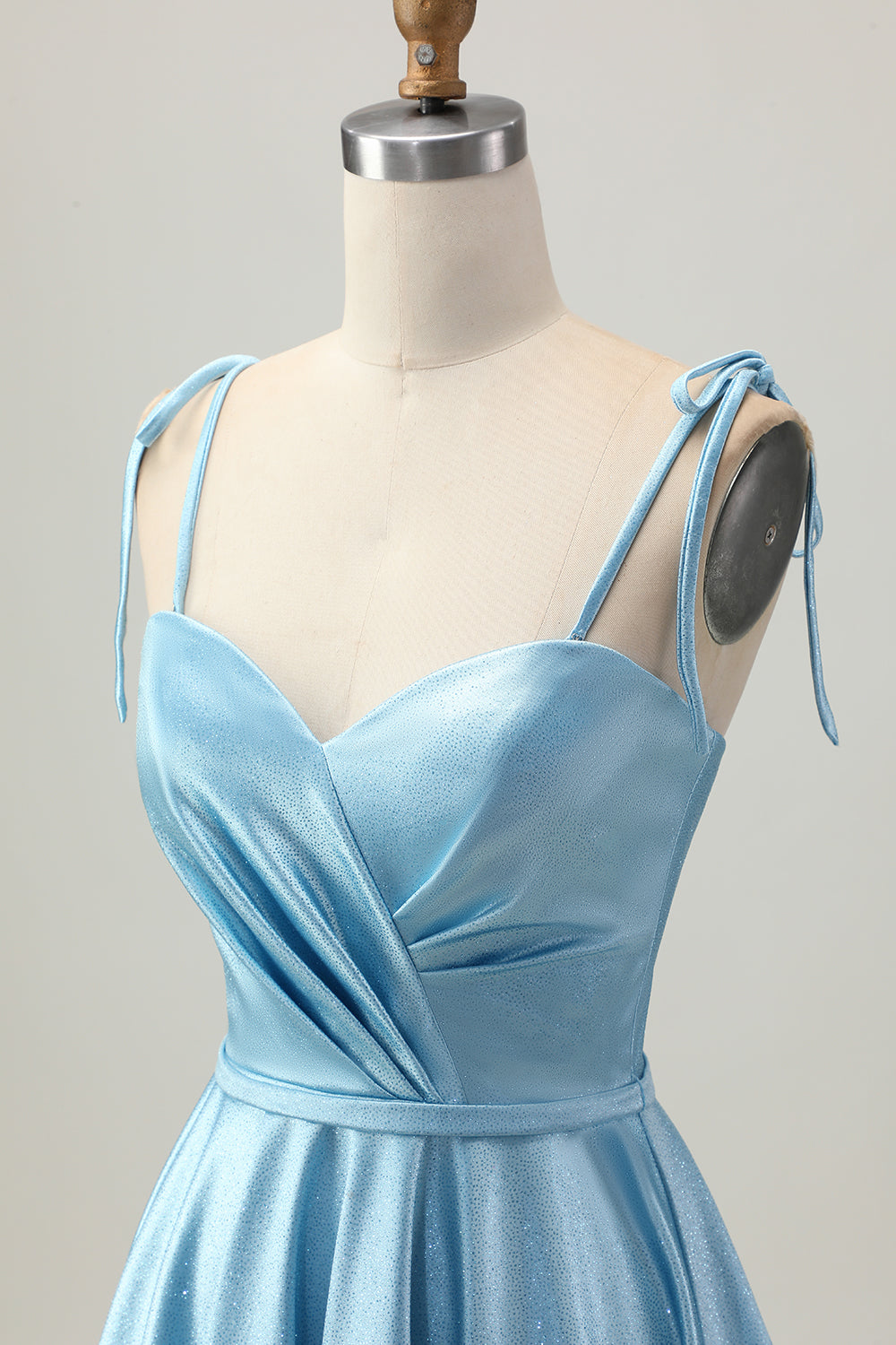 Blue A Line Satin Spaghetti Straps Short Homecoming Dress