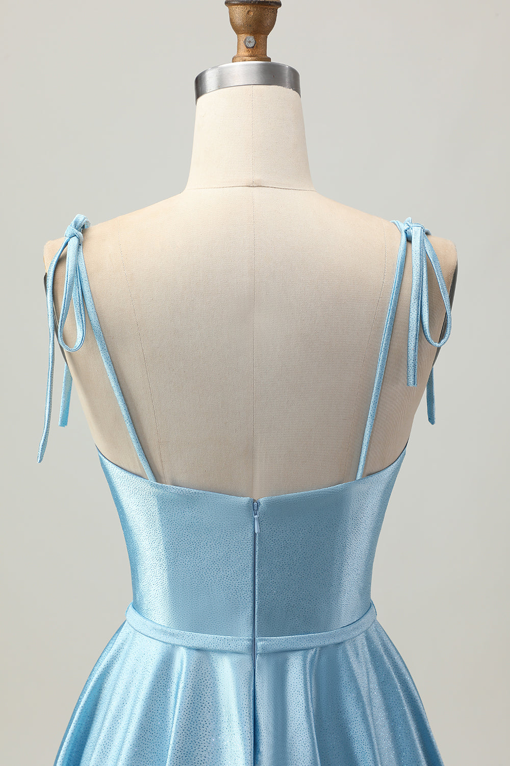 Blue A Line Satin Spaghetti Straps Short Homecoming Dress