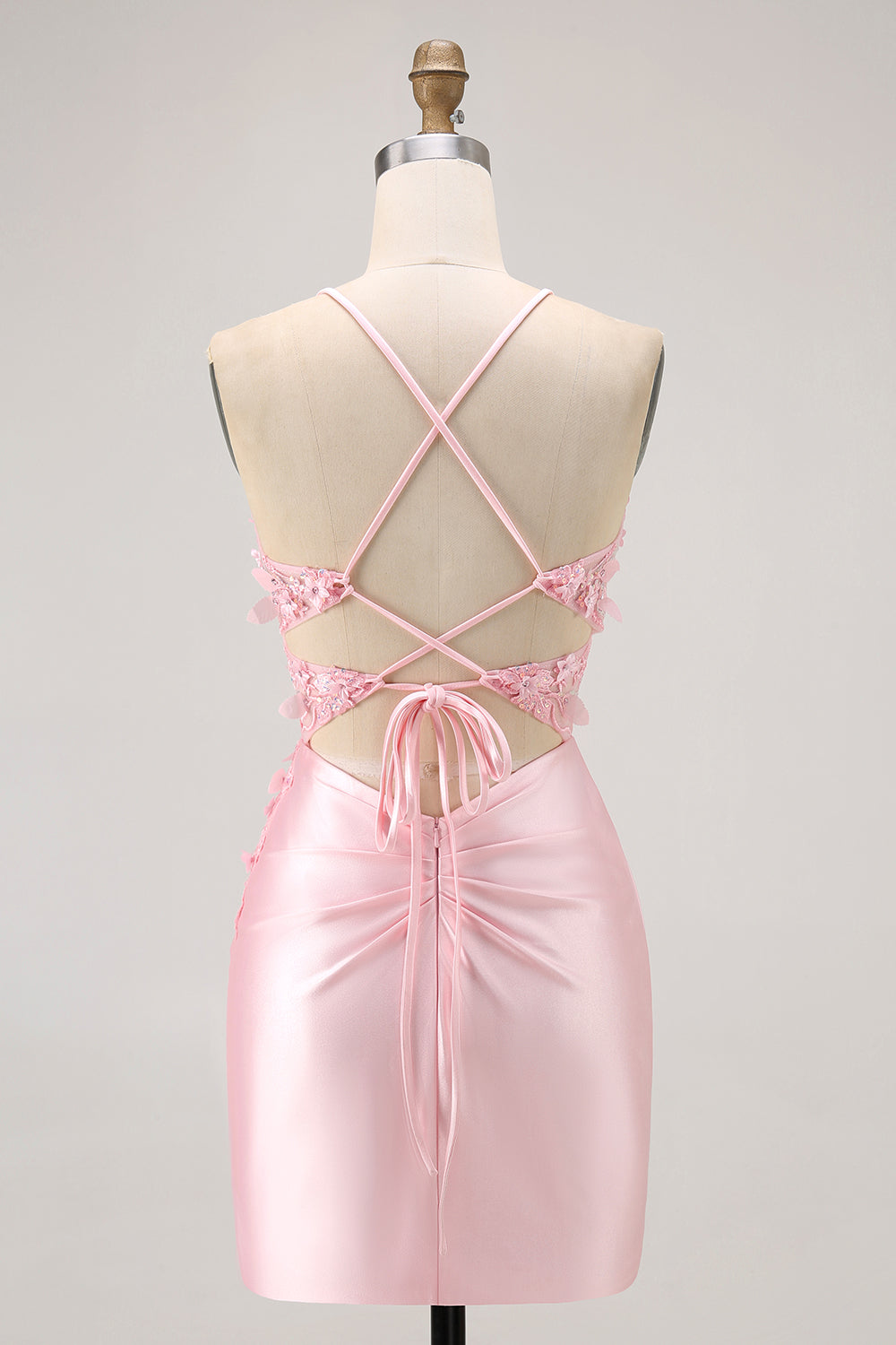 Candy Pink Floral Tight Short Corset Homecoming Dress