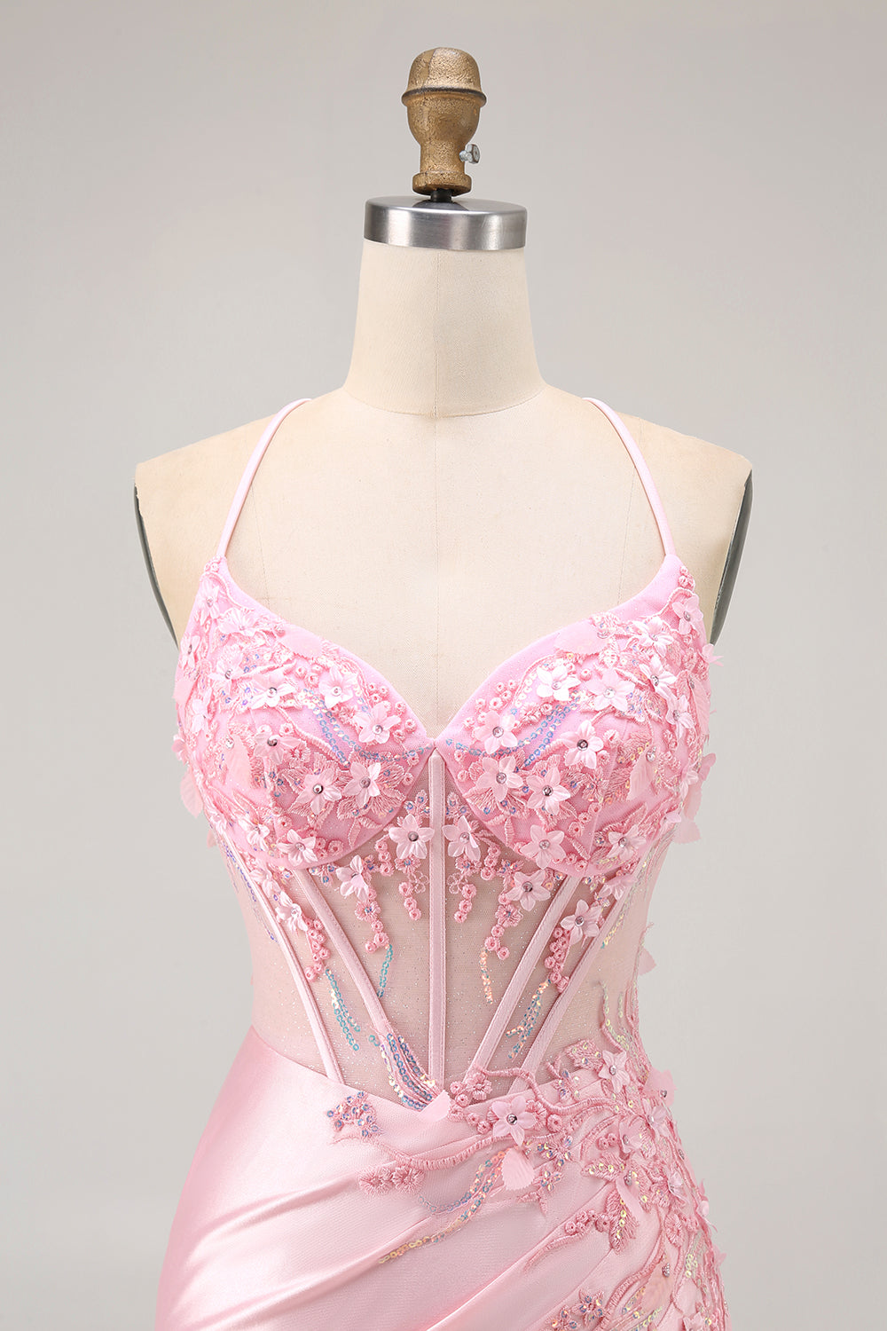 Candy Pink Floral Tight Short Corset Homecoming Dress