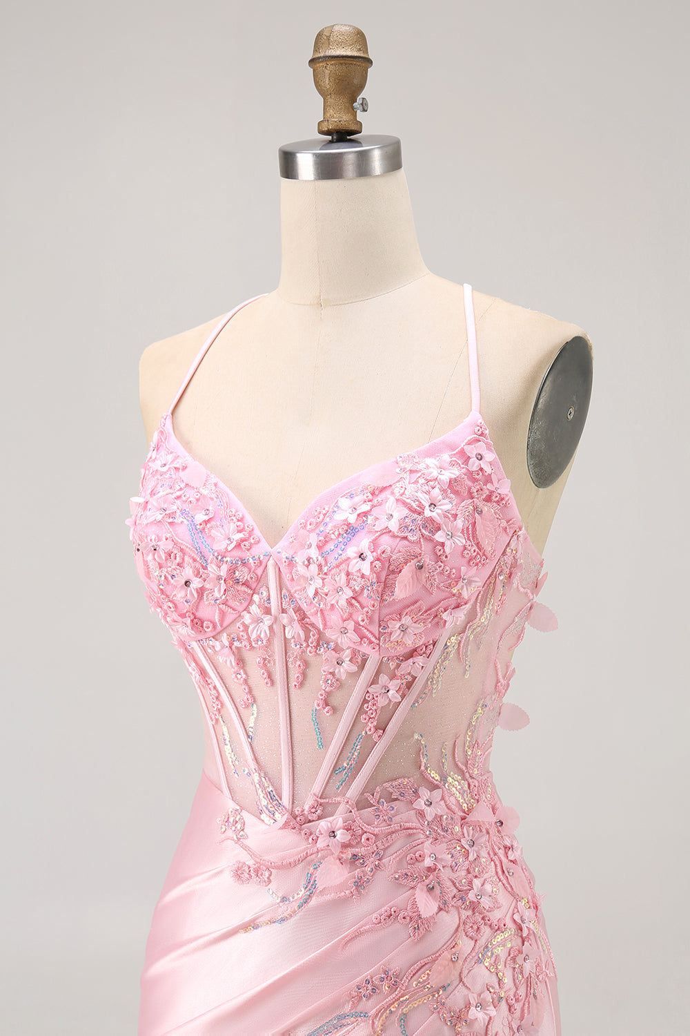 Candy Pink Floral Tight Short Corset Homecoming Dress