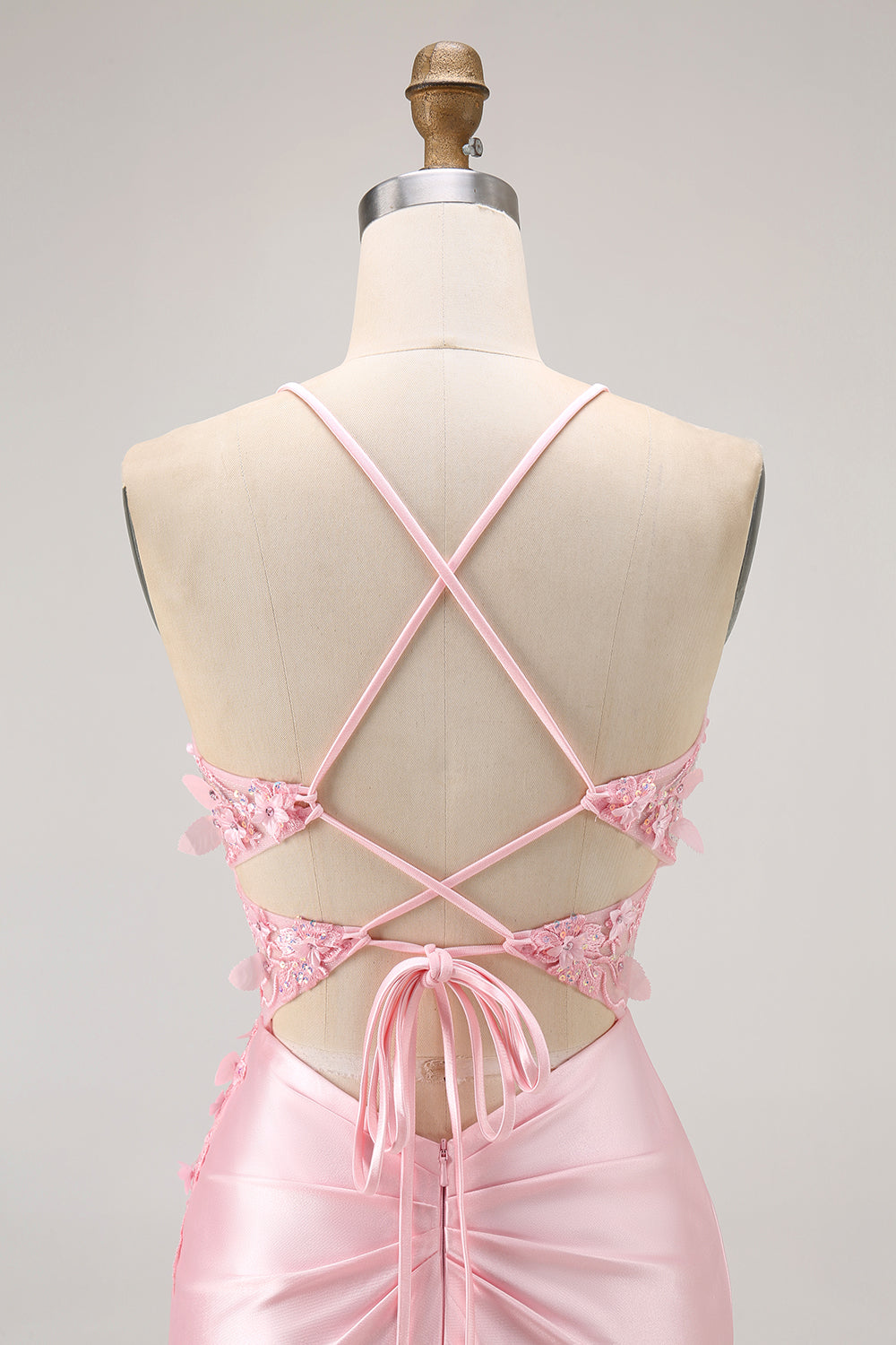 Candy Pink Floral Tight Short Corset Homecoming Dress