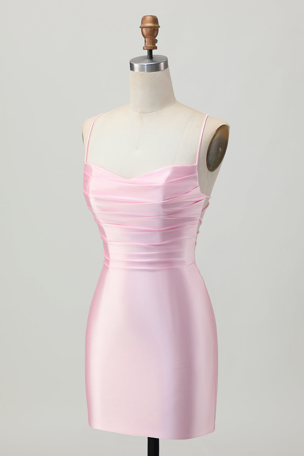 Zapakasa Women Simple Blush Pink Satin Short Tight Homecoming Dress Spaghetti Straps Lace-Up Back Cocktail Dress Zapakasa Women Simple Blush Pink Satin Short Tight Homecoming Dress Spaghetti Straps Lace-Up Back Cocktail Dress