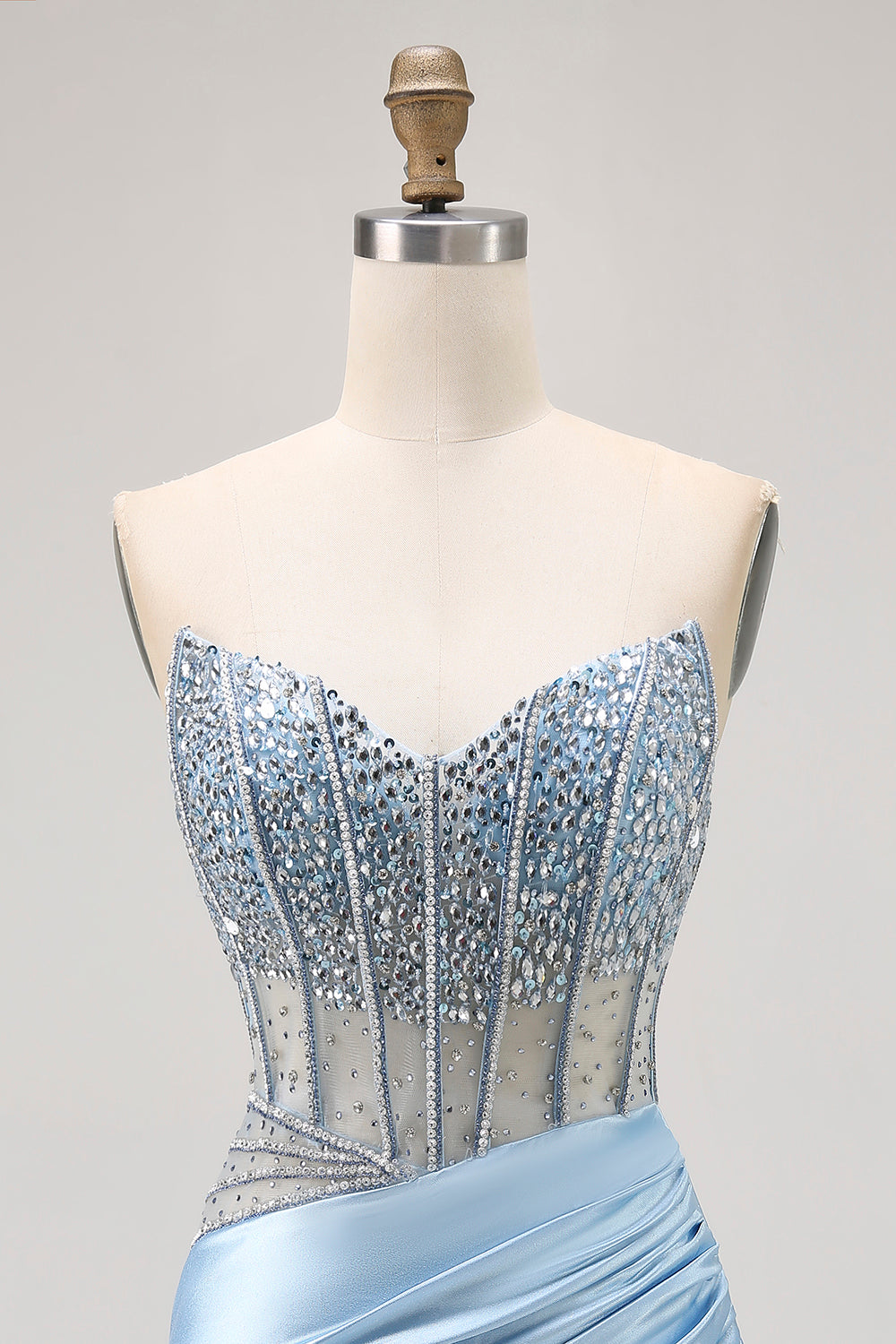 Zapakasa Women Sparkly Light Blue Short Corset Homecoming Dress with