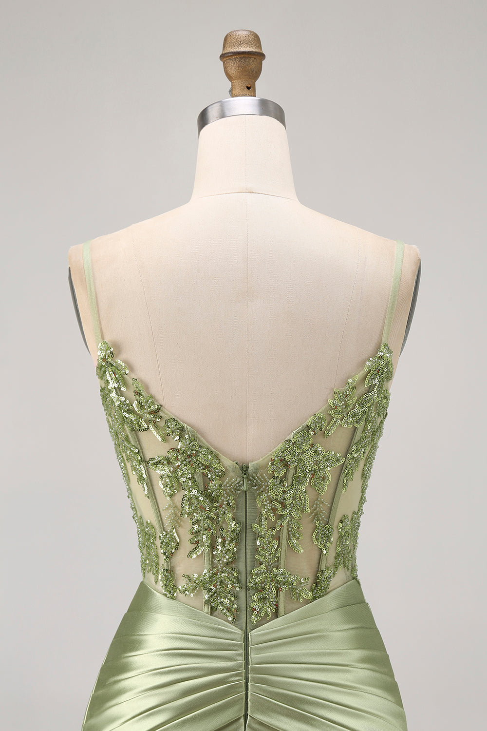 Sparkly Green Corset Satin Tight Short Homecoming Dress with Beading