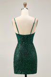 Sparkly Dark Green Sequins Tight Corset Short Homecoming Dress