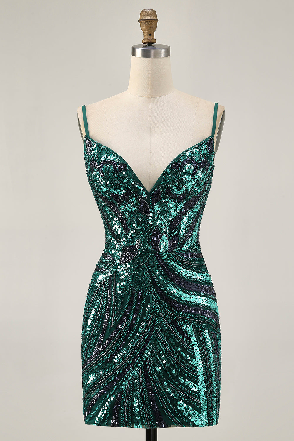 Zapakasa Women Sparkly Dark Green Sequins Homecoming Dress with Beading Strapless Tight Short Cocktail Dress