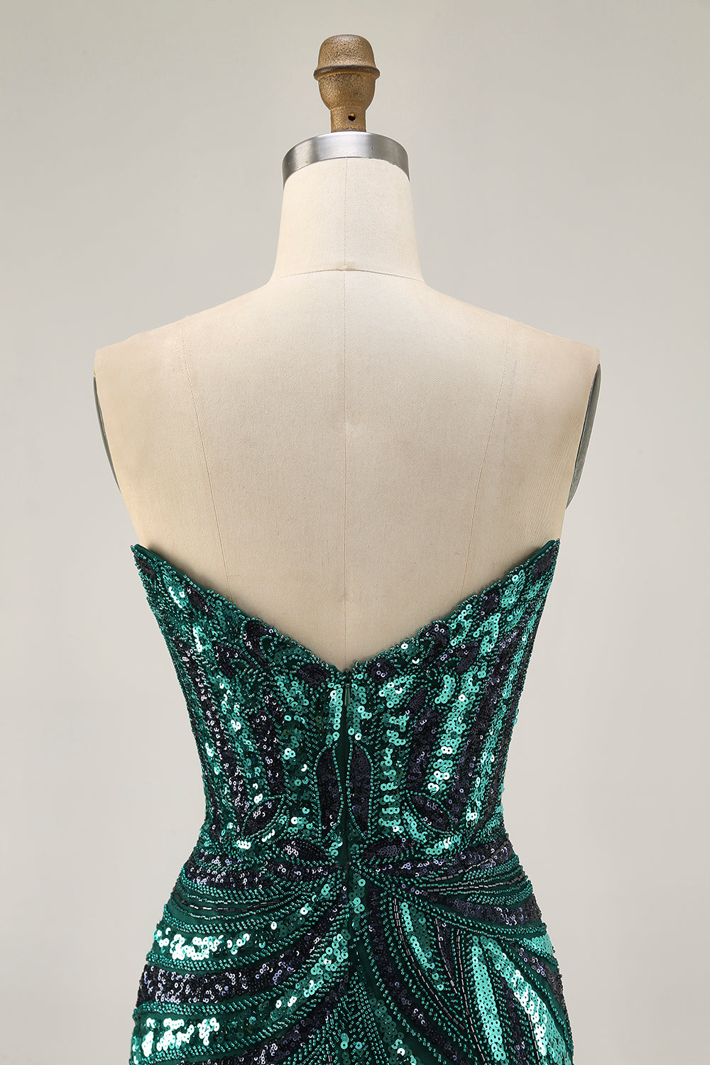 Sparkly Dark Green Tight Strapless Short Beaded Homecoming Dress