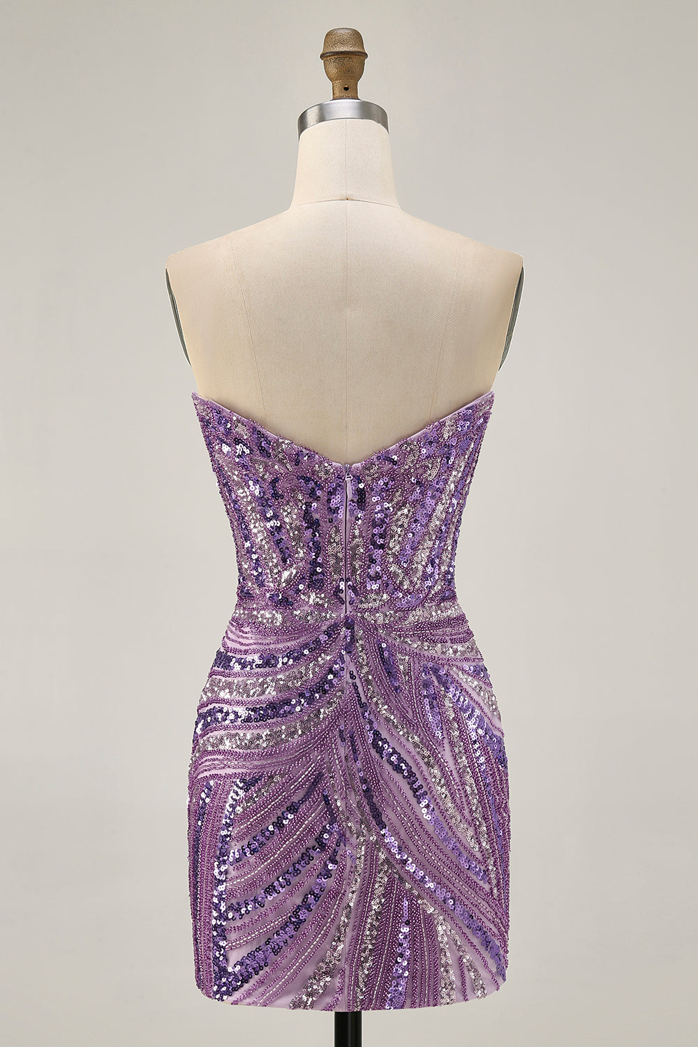 Zapakasa Women Sparkly Purple Short Homecoming Dress with Beading Tight ...