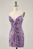 Sparkly Dark Green Tight Strapless Short Beaded Homecoming Dress