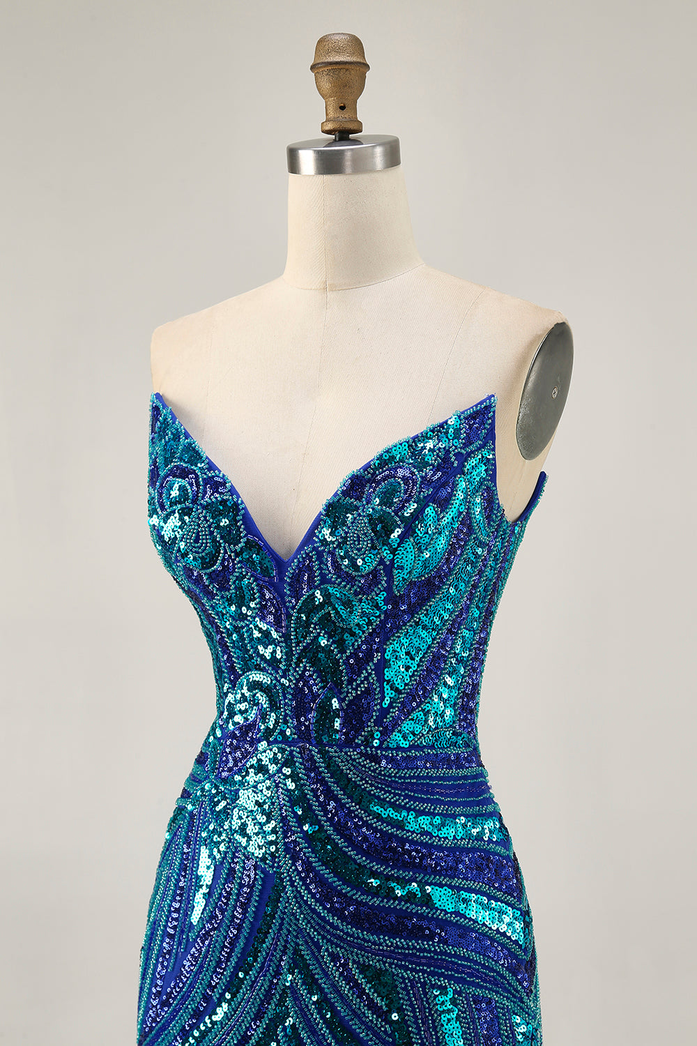 Sparkly Dark Green Tight Strapless Short Beaded Homecoming Dress