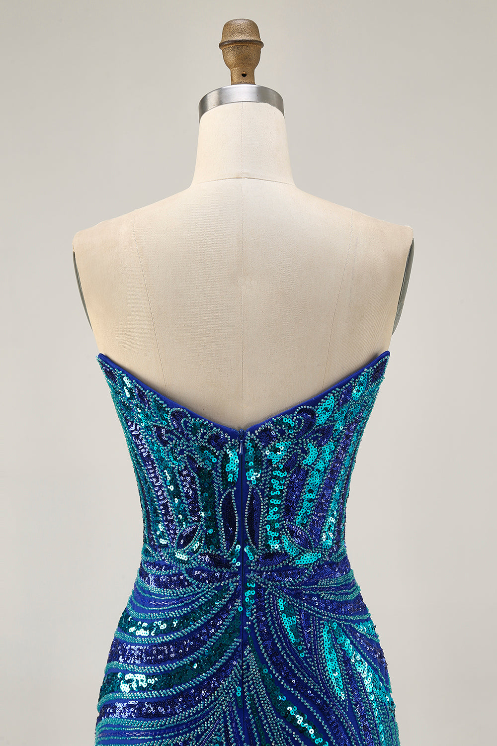 Sparkly Dark Green Tight Strapless Short Beaded Homecoming Dress