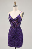 Sparkly Dark Green Corset Sequin Short Tight Homecoming Dress