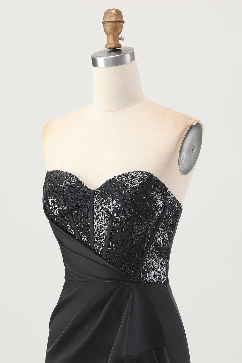 Sparkly Black Corset Strapless Tight Short Homecoming Dress with Sequins