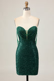 Sparkly Dark Green Sequin Tight Short Homecoming Dress with Beading