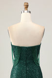 Sparkly Dark Green Sequins Short Tight Homecoming Dress with Beading
