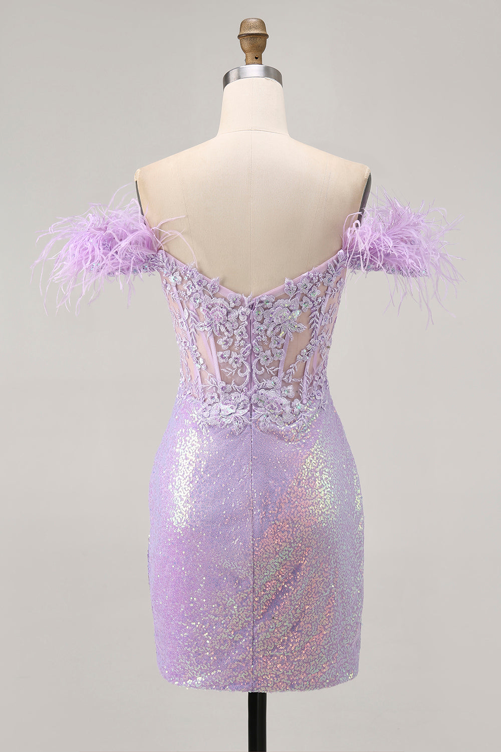 Zapakasa Women Sparkly Lilac Floral Short Corset Homecoming Dress with Feathers Sequins Tight Off the Shoulder Ruched Cocktail Dress Zapakasa Women Sparkly Lilac Floral Short Corset Homecoming Dress with Feathers Sequins Tight Off the Shoulder Ruched Cocktail Dress