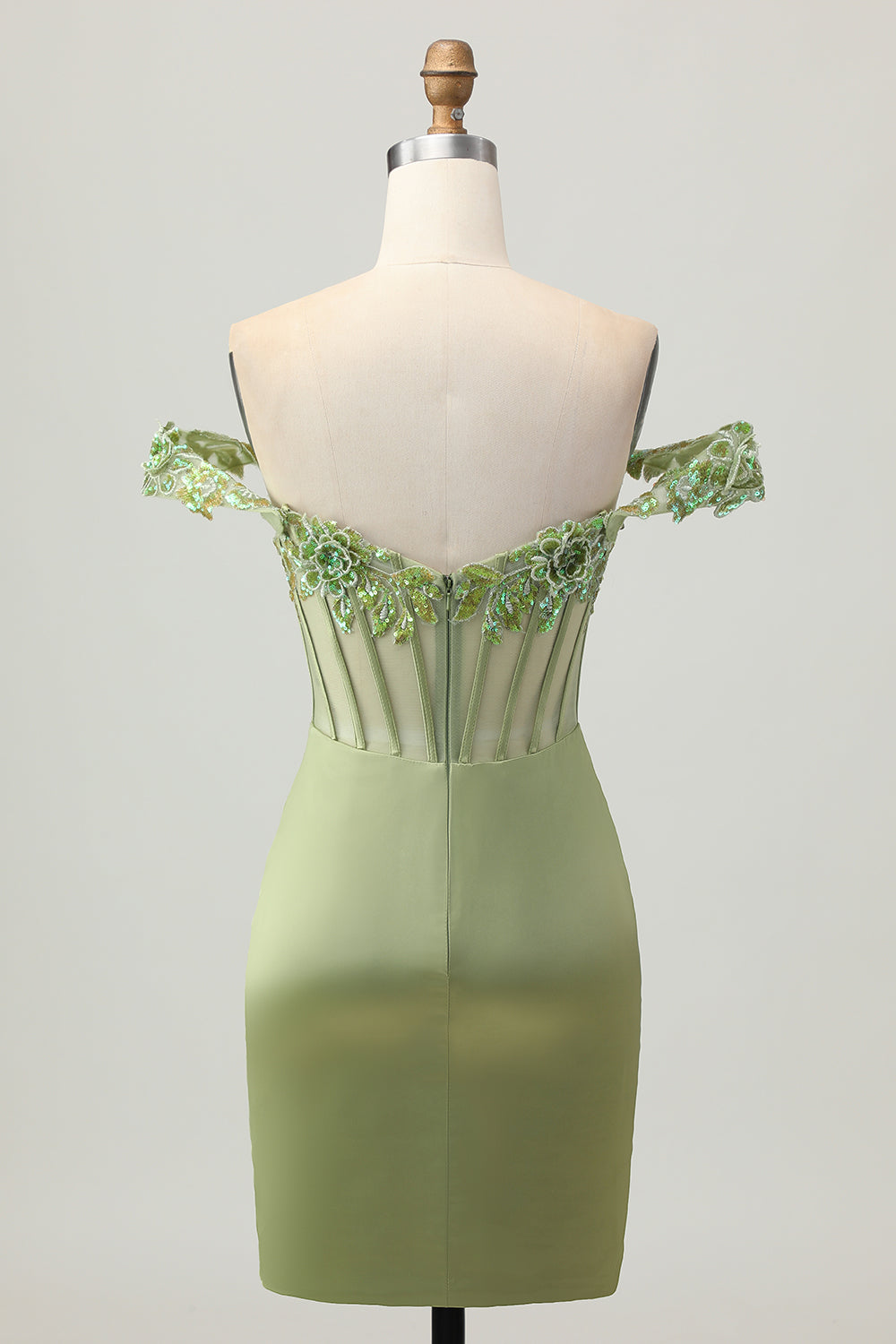 Sparkly Green Tight Corset Short Homecoming Dress with Sequins