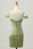 Sparkly Green Tight Corset Short Homecoming Dress with Sequins