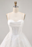 White Corset Spaghetti Straps Short Homecoming Dress with Lace