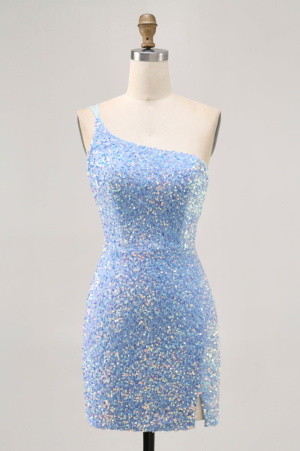 Zapakasa Women Sparkly Blue Sequins Short Homecoming Dress with Slit One Shoulder Tight Cirss-Crossed Straps Cocktail Dress Zapakasa Women Sparkly Blue Sequins Short Homecoming Dress with Slit One Shoulder Tight Cirss-Crossed Straps Cocktail Dress